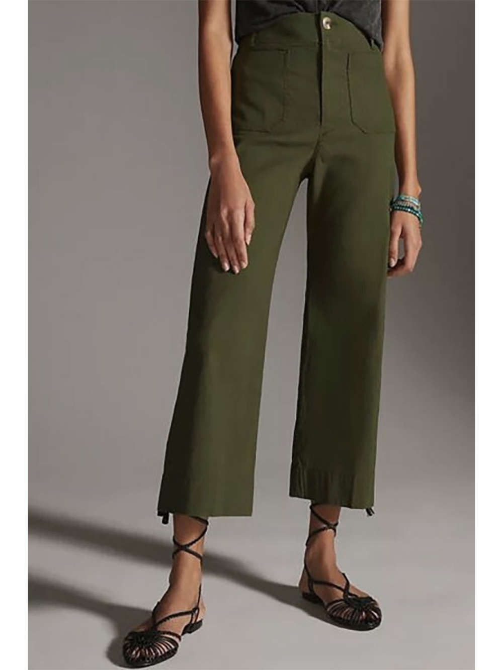Anthropologie Colette Crop Wide-Leg Pants by Maeve - Holly Green - 23P